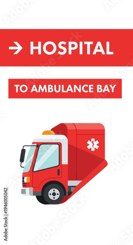 Medical Ambulance Navigating to Hospital's Emergency Entrance to Aid Patients During Crisis