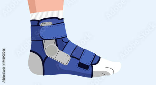 Medical Ankle Boot Depicted In A Simple Flat Style For A Healthcare Illustration