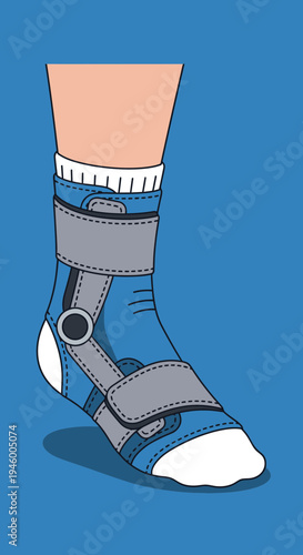 Medical Ankle Brace Illustration: Foot Support Device for Injury, Recovery, and Treatment