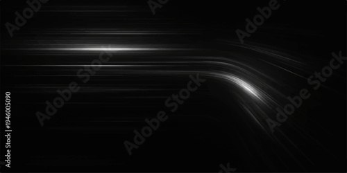 An abstract dark motion backdrop featuring a black and white wave pattern with digital light lines and blue energy shapes for a modern wallpaper design