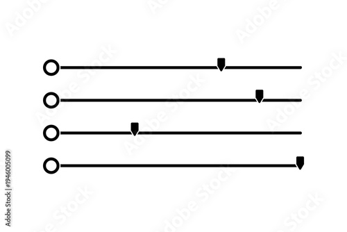 Horizontal slider controls representing audio adjustment, level regulation, and sound mixer interface concept.