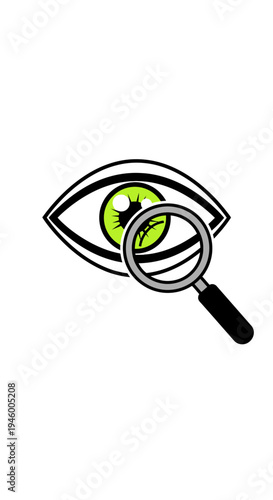 Magnifying Lens Analyzing An Eye: Visual Inspection, Clarity, Investigation, and Detail Focus