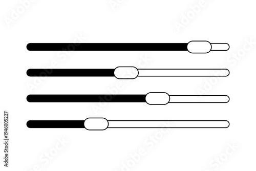 Bold horizontal slider controls representing audio mixer adjustment and sound level settings interface.