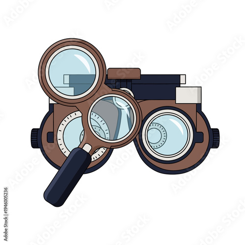 Magnifying Lens Inspecting Ophthalmic Eyewear Devices For Precision Vision Assessments Clearly