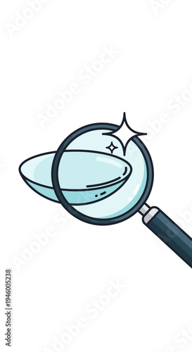 Magnifying Lens Inspects Contact Lens: A Clear Examination of Vision and Eye Health