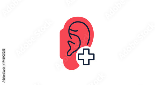 Medical Audiology Symbol Depicting Ear Health and Treatment Procedures Graphic Element