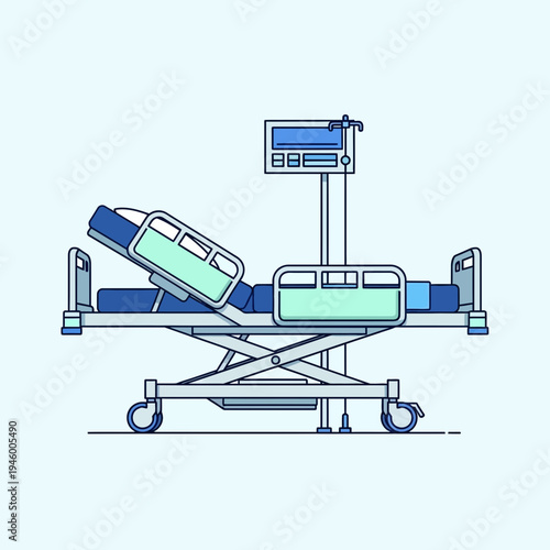 Medical Bed Depiction: Detailed Illustration Showcasing Healthcare Equipment for Patients' Comfort
