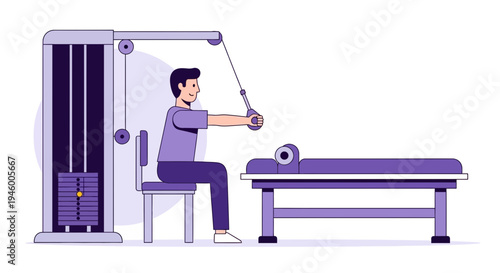 Man In Training With Fitness Equipment Performing Exercises For Physical Activity