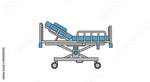 Medical Bed Illustrated: A Vector Image Depicting a Hospital Bed on Wheels