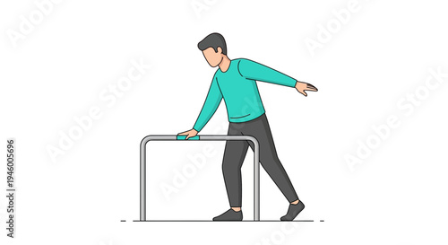 Man Training With Parallel Bars Illustration Shows Strength And Determination
