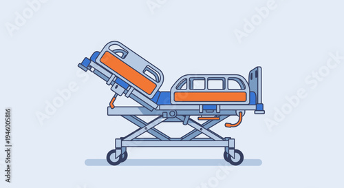Medical Bed Illustration In Flat Design Style Shows Healthcare and Hospital Equipment.