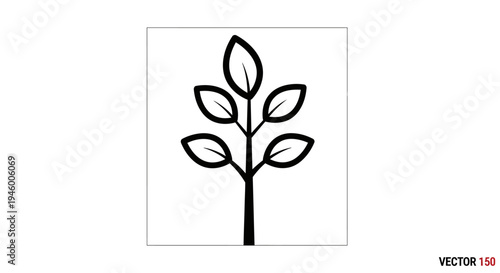 A simple black line drawing of a plant.