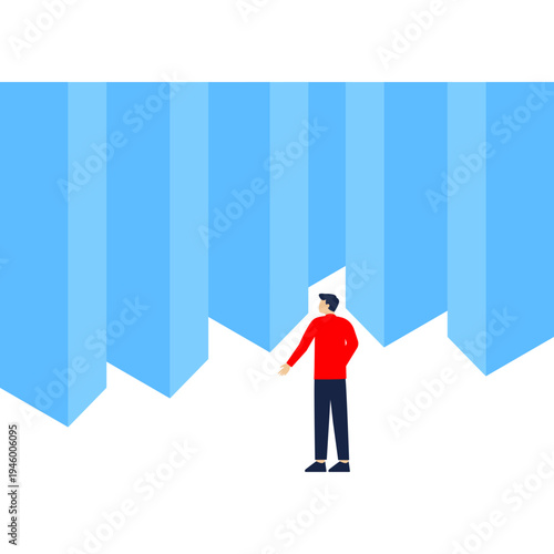 Trapped businessman in high wall

