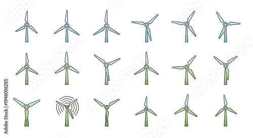 Collection of various wind turbine designs.