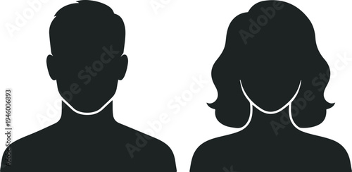 Man and Woman Profile Avatar Silhouette Icons