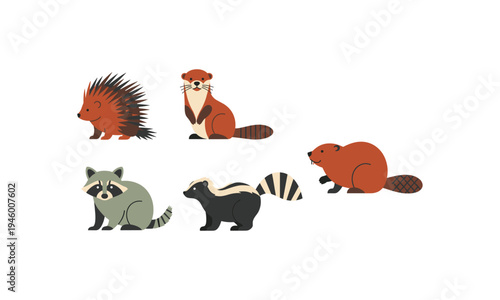 Illustrations of five different small mammals with distinct features