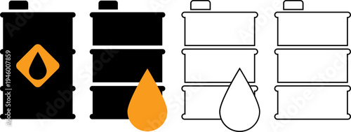 Oil Barrel Outline Vector Fuel Energy Industry Container Isolated on Transparent