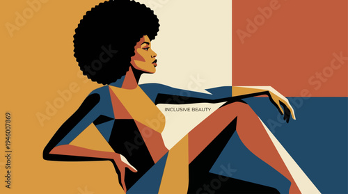 Minimalist Afro Fashion Geometric Portrait Vector
