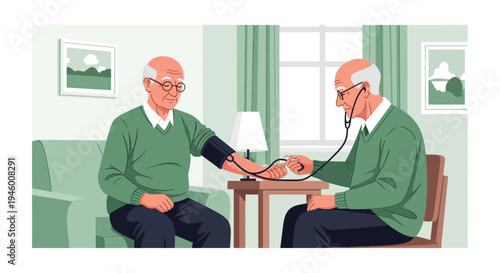 Medical Examination of An Elderly Person to Check His Health with Care and Attention