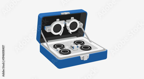 Medical Eye Examination Case Displaying Vision Testing Equipment For Visual Health