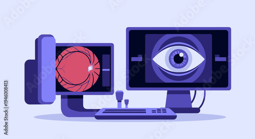 Medical Eye Examination: Depiction Of Ophthalmological Tools For Vision Assessment