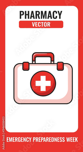 Medical First Aid Kit Symbolizing Pharmacy Preparedness For Emergency Situations Vector Graphic
