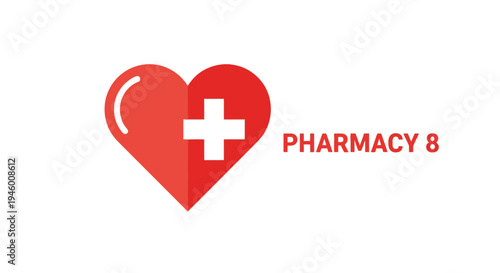 Medical Heart Logo for Pharmacy Business with a Cross and Healthcare Symbol Design