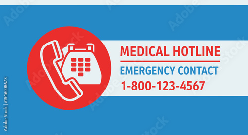 Medical Hotline and Emergency Contact Information Graphic Illustration with Telephone Icon