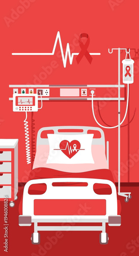 Medical Illustration Depicting Aids Awareness and Healthcare in a Sterile, Contemporary Ward Setting