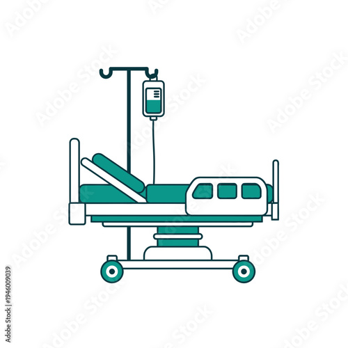 Medical Illustration Featuring A Hospital Bed With Intravenous Drip Equipment For Healthcare