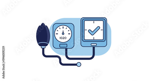 Medical Illustration Featuring Blood Pressure Monitoring Devices With Modern Minimalist Aesthetic