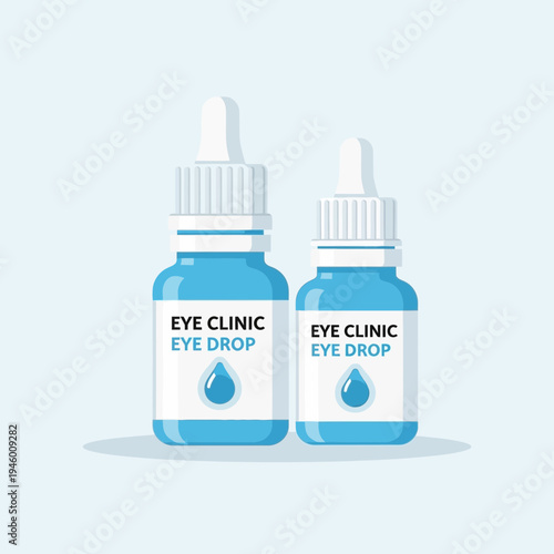 Medical Illustration Featuring Eye Drops Bottles, Suitable for Healthcare and Optometry Use,