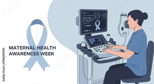 Medical Imaging Technician Performing Ultrasound Scan During Maternal Health Awareness Week