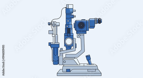 Medical Illustration Of A Slit Lamp Biomicroscope Equipment For Eye Examination