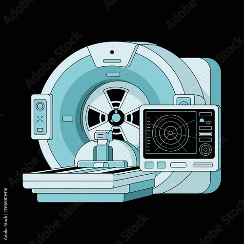 Medical Imaging Technology Depicted Through An Illustration Of A Computed Tomography Scanner