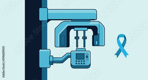 Medical Imaging Technology And Blue Ribbon Symbolizing Prostate Cancer Awareness Campaign