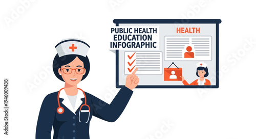 Medical Infographic Presentation by Nurse Illustrating Healthcare Education Concepts