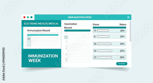 Medical Immunization Week Digital Interface Displaying Vaccination Records With Percentages