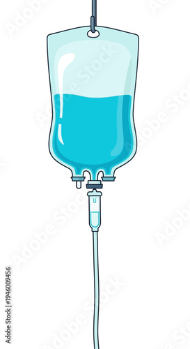 Medical Infusion Bag Illustration: Delivering Fluids For Hydration And Healthcare Applications