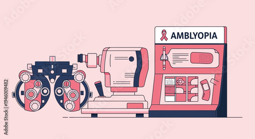Medical Illustration Of Amblyopia, Eye Exam, Ophthalmology, And Vision Health
