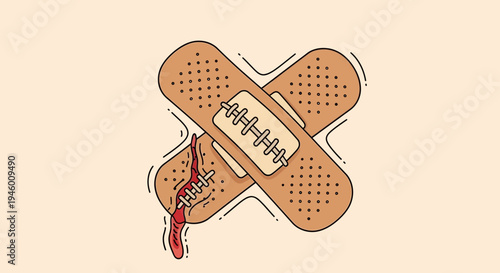 Medical Illustration Of A Wound Being Treated With Bandages, Healthcare Concept