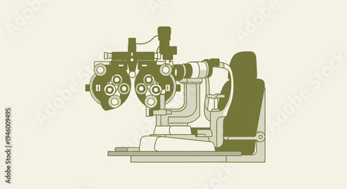Medical Illustration Of An Eye Examination Device Representing Vision Care Profession