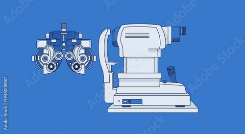 Medical Illustration Of Eye Examination Devices Depicting Vision Care Equipment