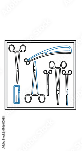 Medical Instrument Grouping Featuring Surgical Tools Organized Within a Rectangular Framework