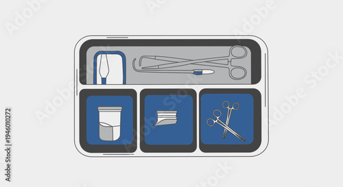 Medical Instrument Tray Containing Surgical Tools, Ideal For Healthcare And Procedures
