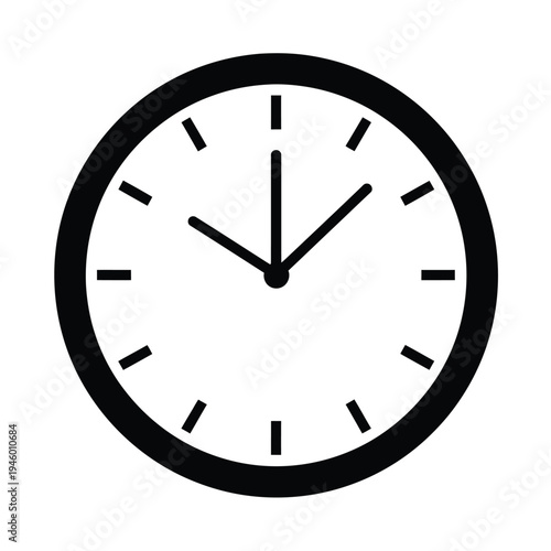 Simple black and white analog clock icon