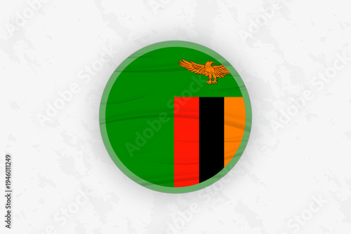 Zambia Flag Circular Sticker Design, National Pride Decal.