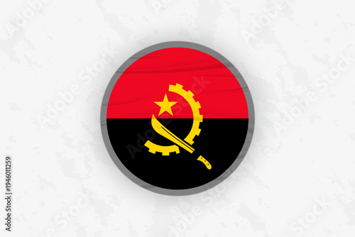 Angola Flag Circular Sticker Design, National Pride Decal.