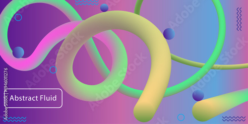 Vibrant abstract fluid design with neon tubes and gradient background