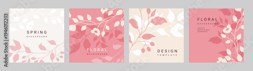 Spring abstract backgrounds set. Vector illustration for banner, poster, card, social media, graphic and web design, advertising